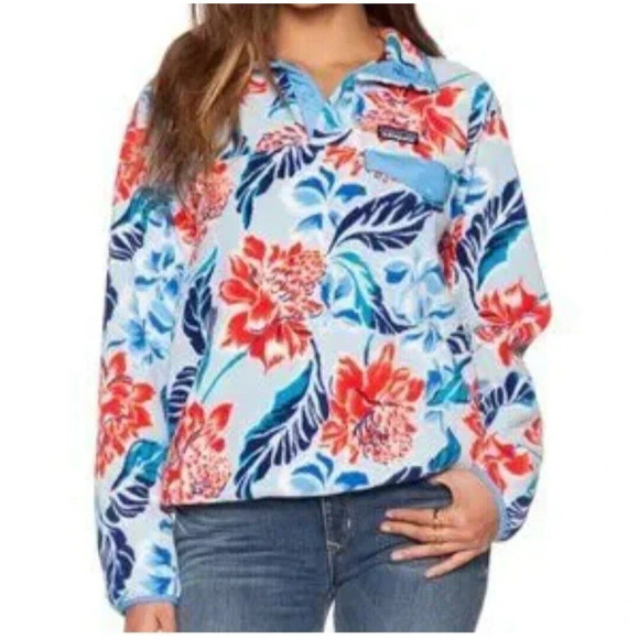 Patagonia Synchilla Fleece Pullover Jacket Manoa Dusk Floral 1/4 Snap Small - Picture 1 of 8